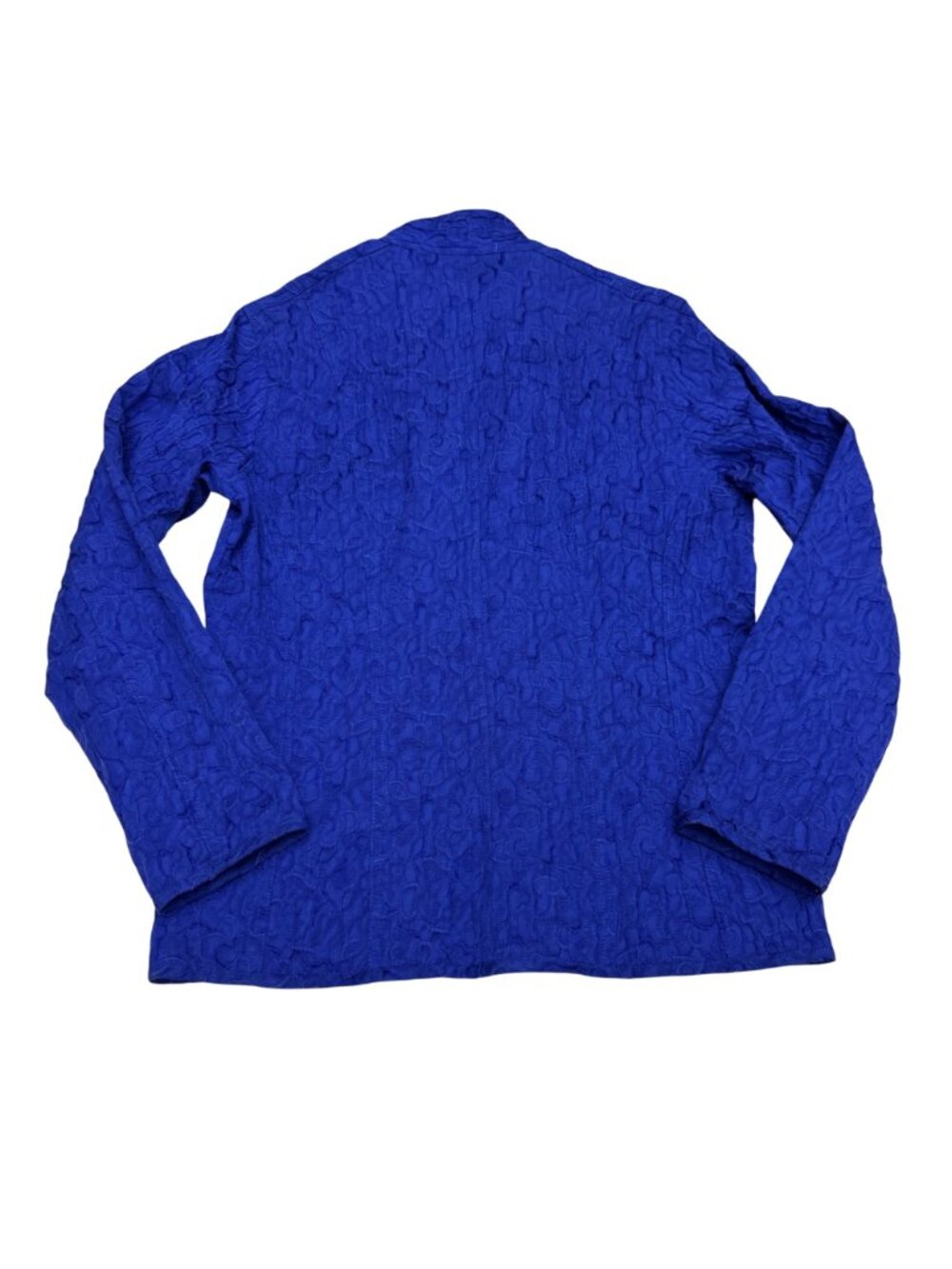 Chico's Blue Textured Button-Front Blazer Jacket Women's Lightweight Sz 1 /US M - Picture 2 of 7